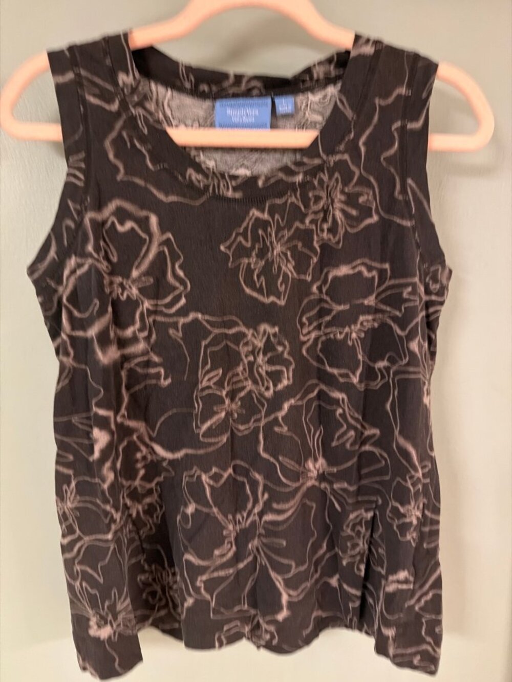 Simply Vera Vera Wang Black Sleeveless Floral Tank Top Size L
